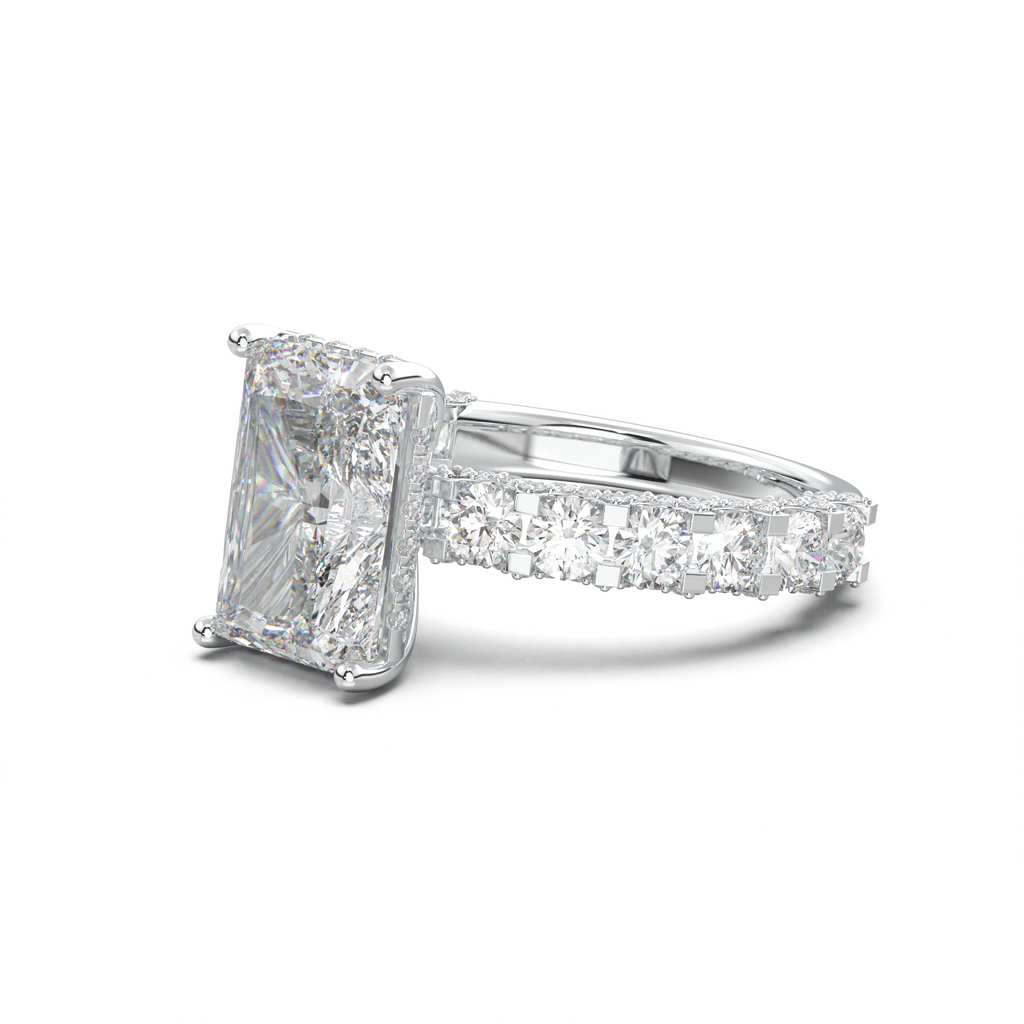 Radiant Diamond Band Engagement Ring