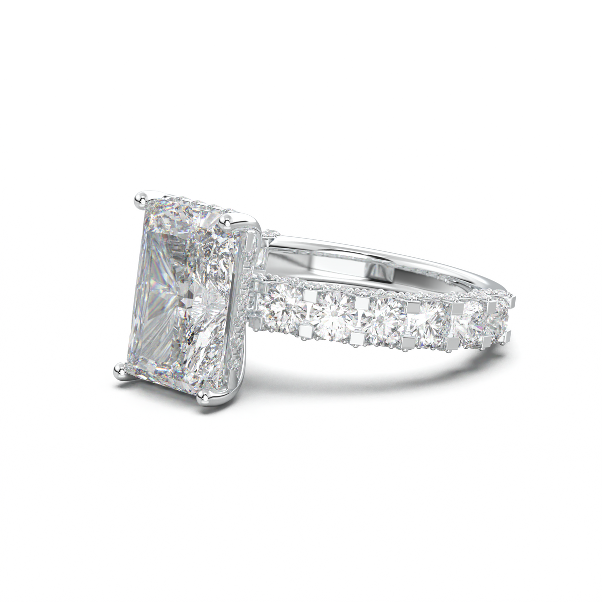 Radiant Diamond Band Engagement Ring