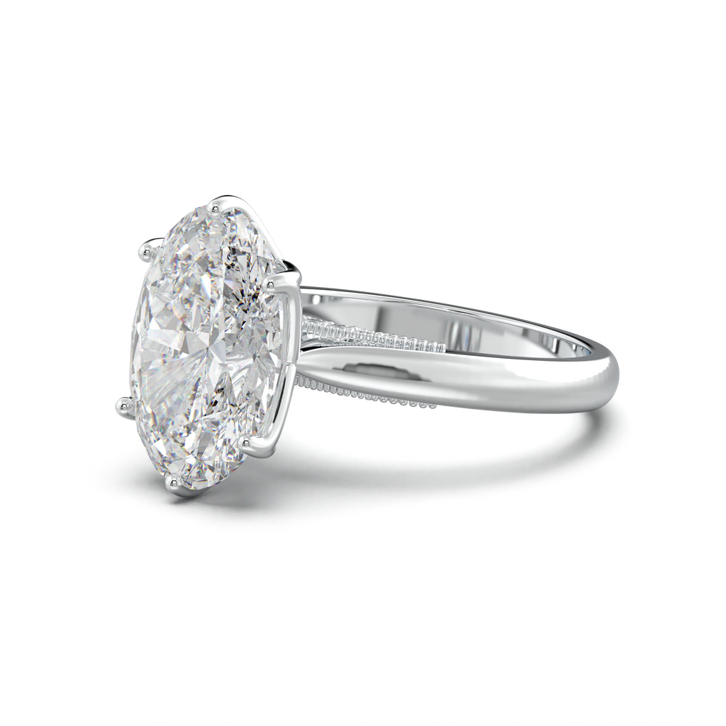 Oval Tulip Setting Hidden bridge Halo Engagement Ring