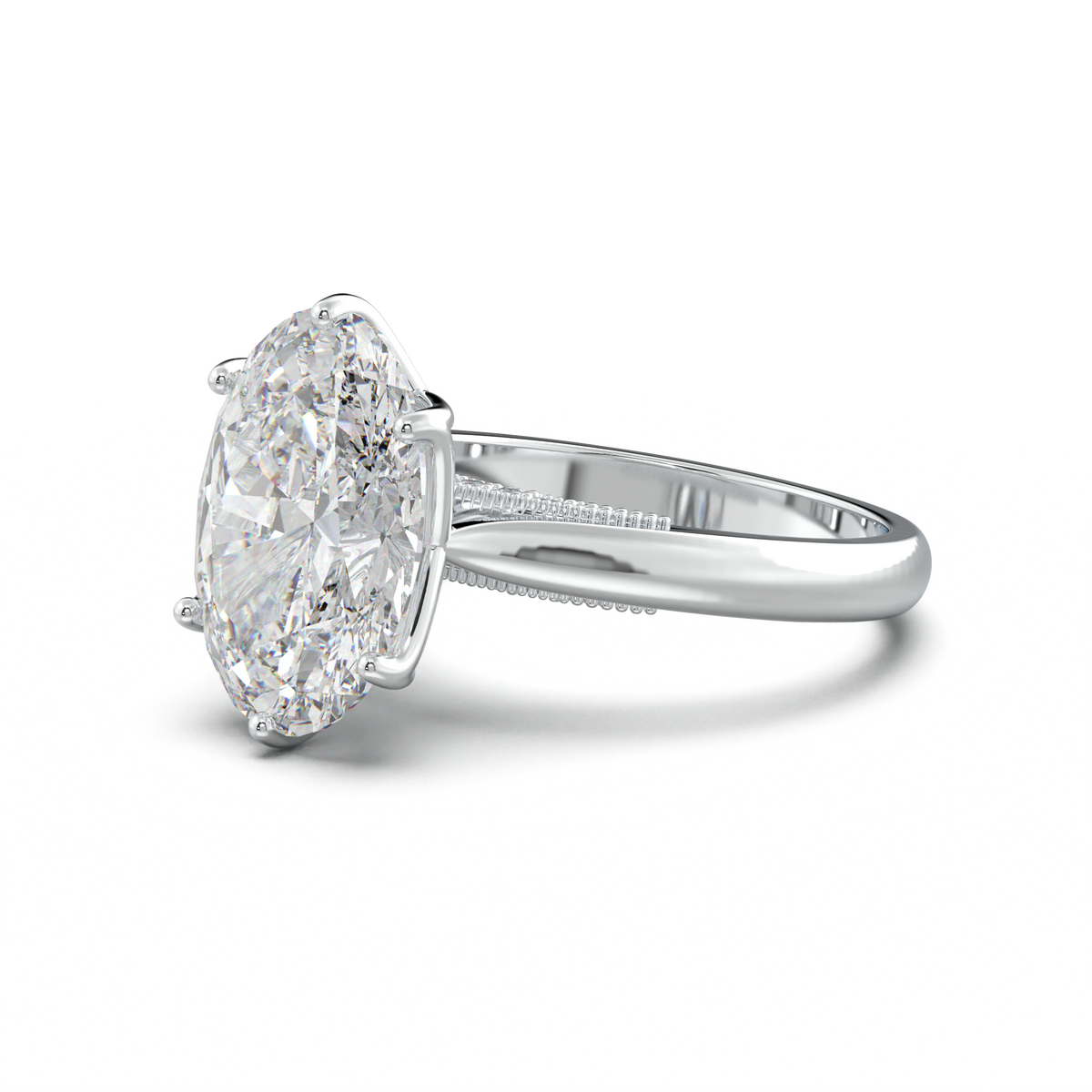 Oval Tulip Setting Hidden bridge Halo Engagement Ring