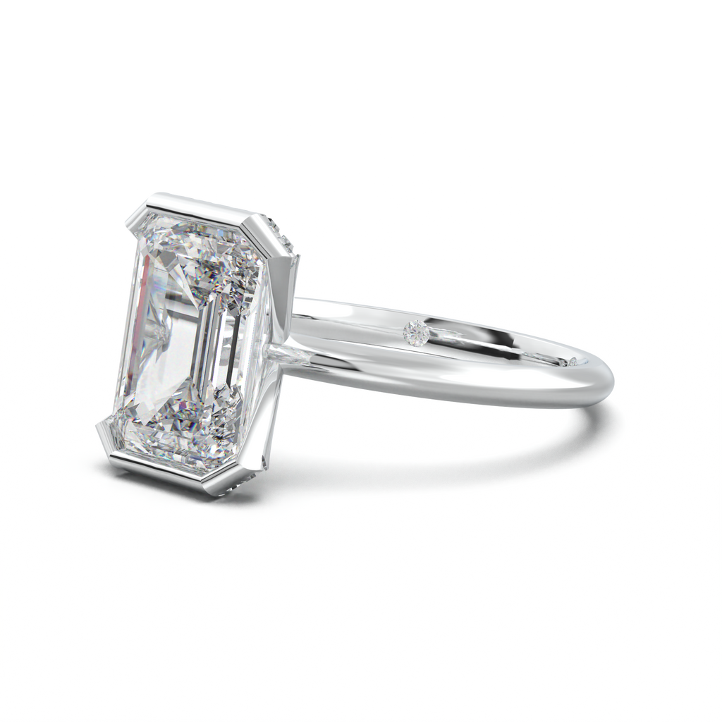 Emerald Hidden Halo Engagement Ring