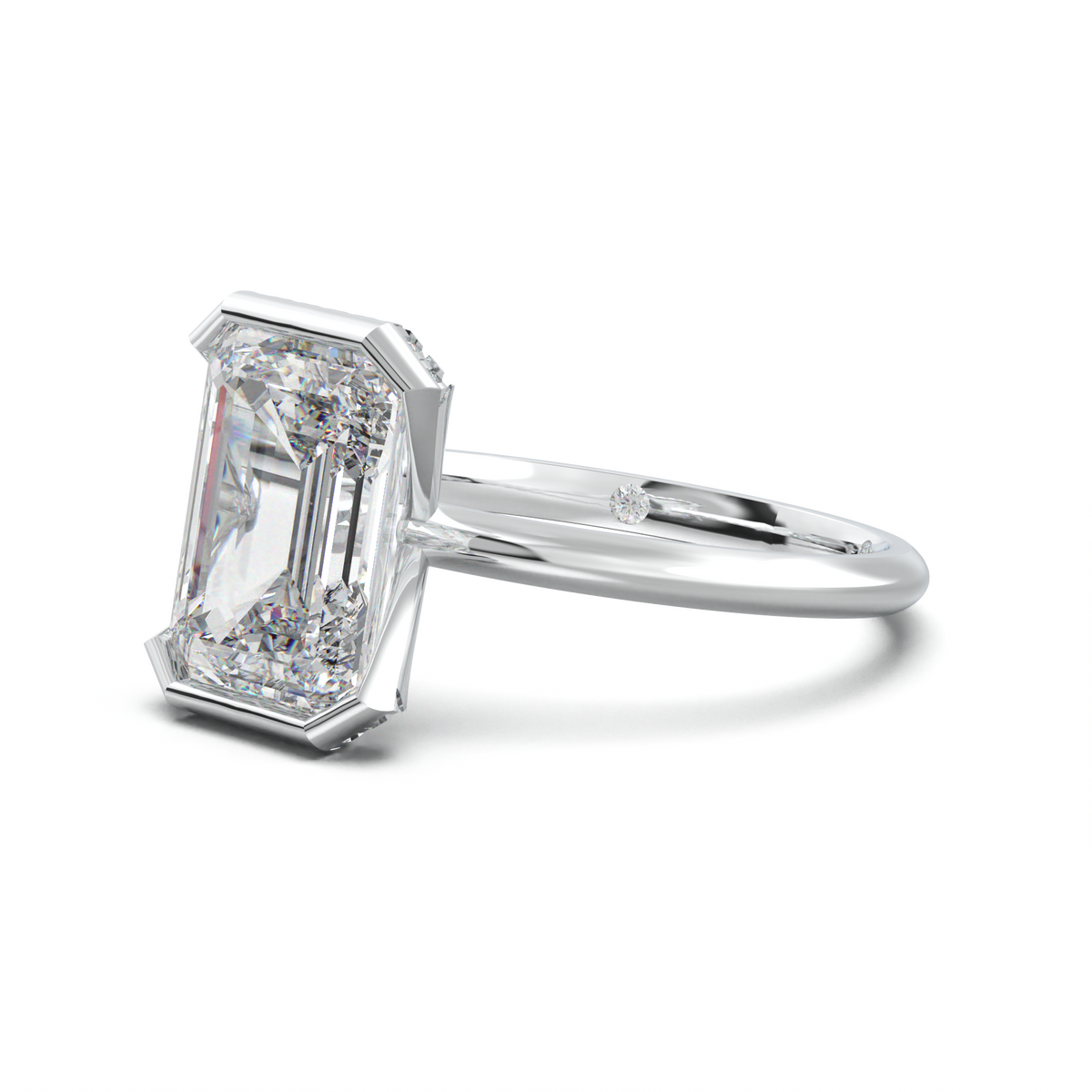 Emerald Hidden Halo Engagement Ring
