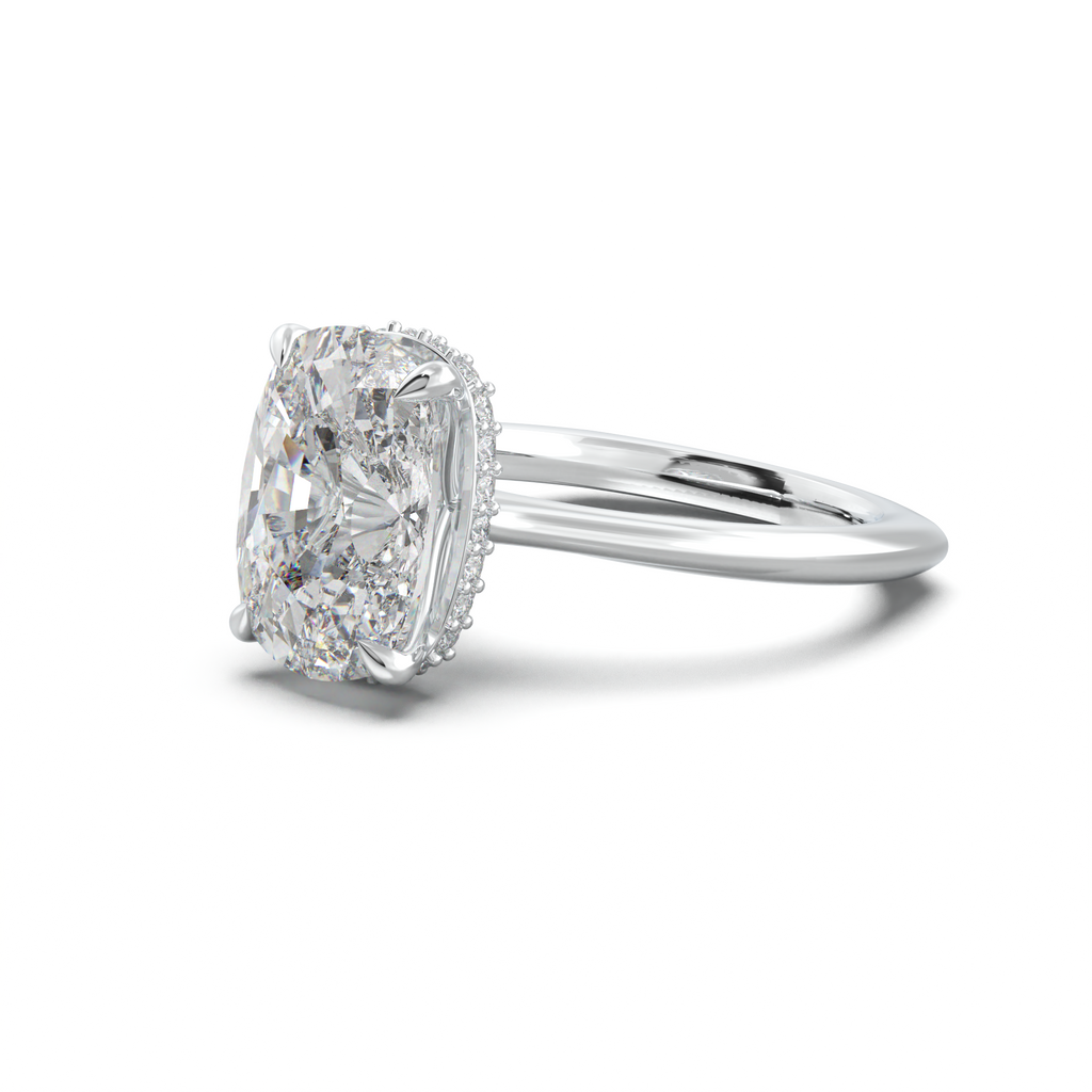 Cushion Hidden Halo Engagement Ring