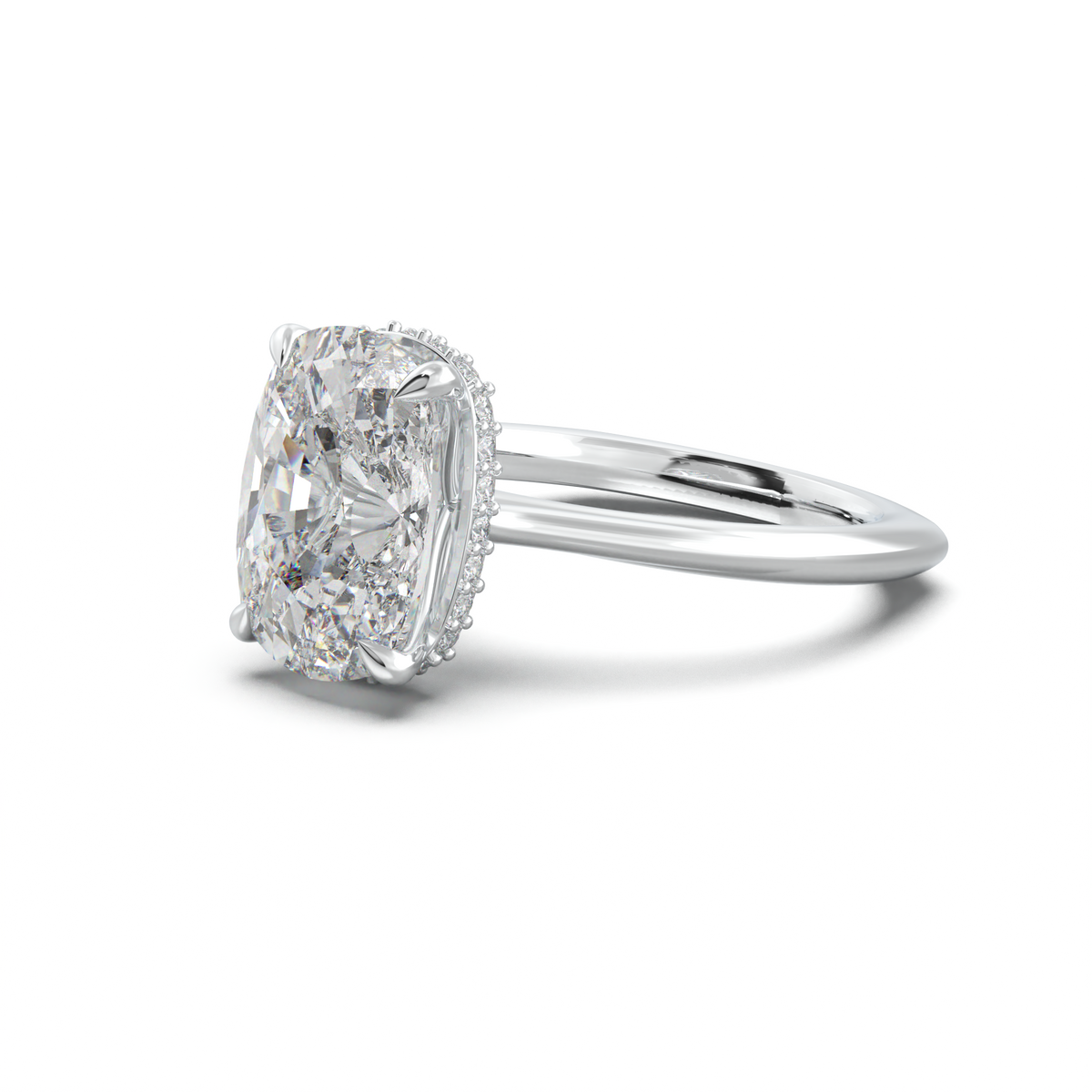 Cushion Hidden Halo Engagement Ring