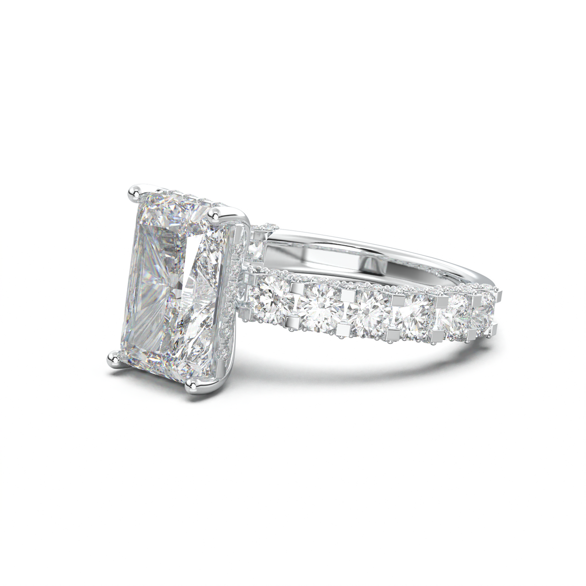 Radiant Diamond Band Engagement Ring