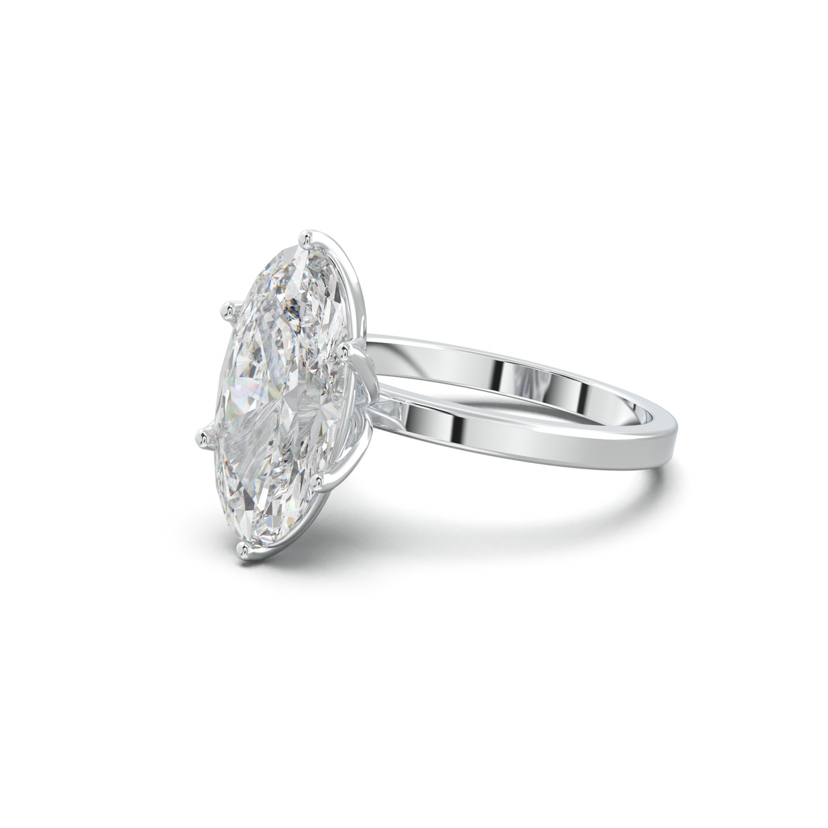 Oval Diamond-Accent Gallery Engagement Ring