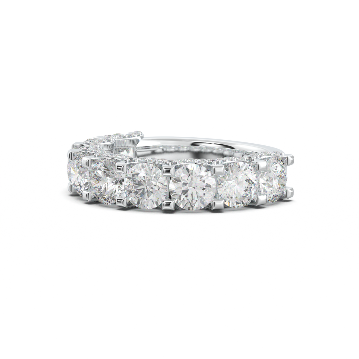 Round Diamond Pavé-Edge Wedding Band