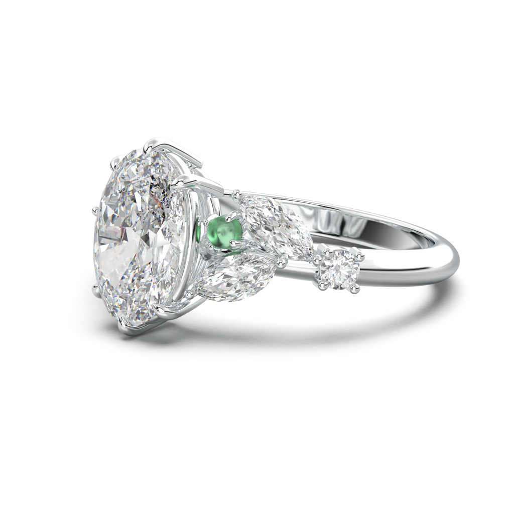 Oval Marquise-Accent Engagement Ring