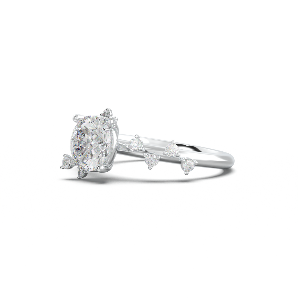 Round Botanical Accent Engagement Ring