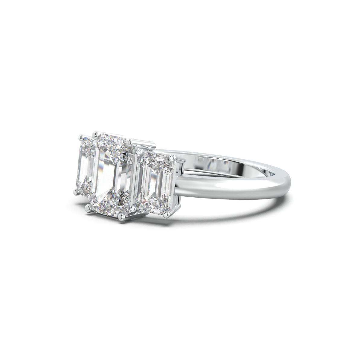Emerald Three-Stone Engagement Ring