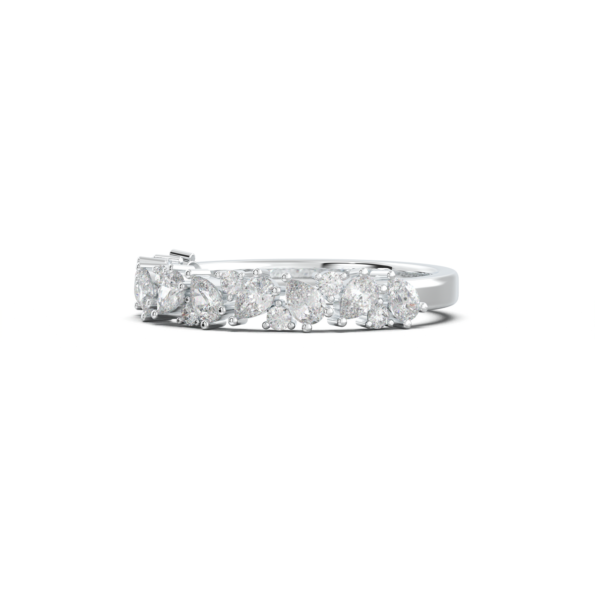 Alternating Pear & Round Half-Eternity Wedding Band