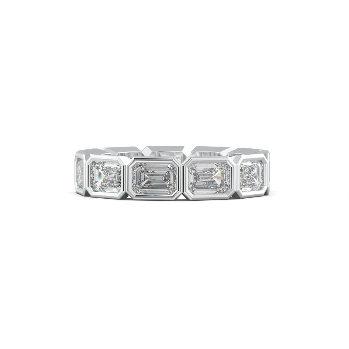 Emerald-Cut Bezel-Style Eternity Wedding Band