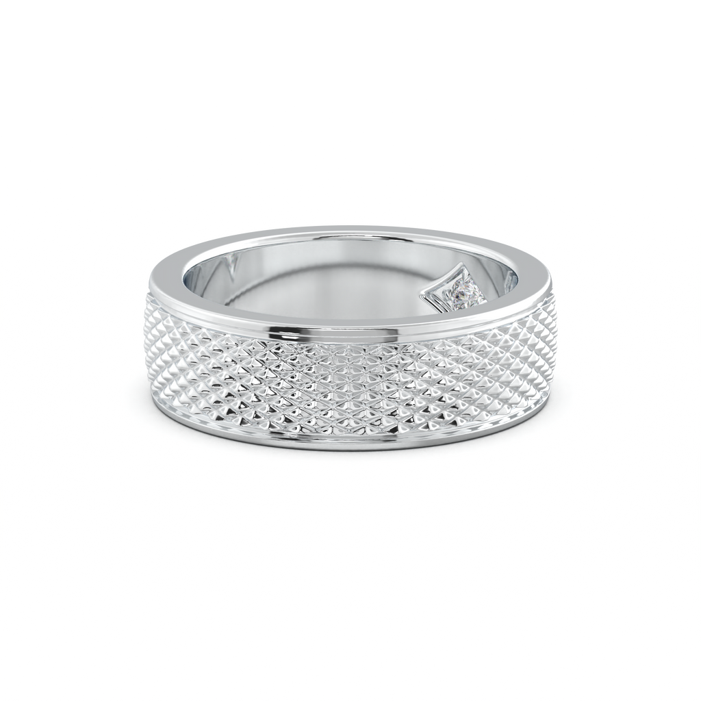 Diamond-Cut Textured Men's Wedding Band
