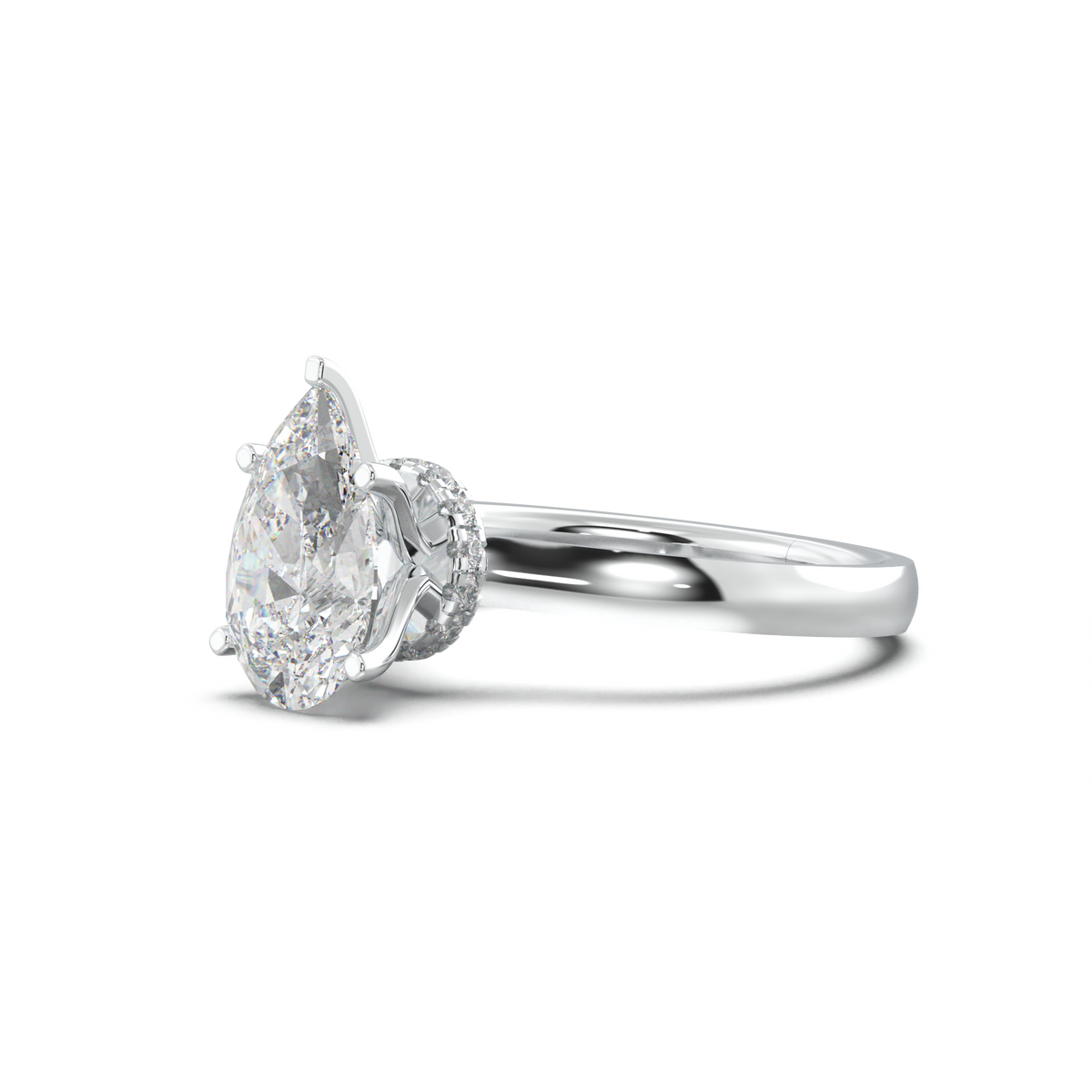 Pear Hidden Halo Engagement Ring