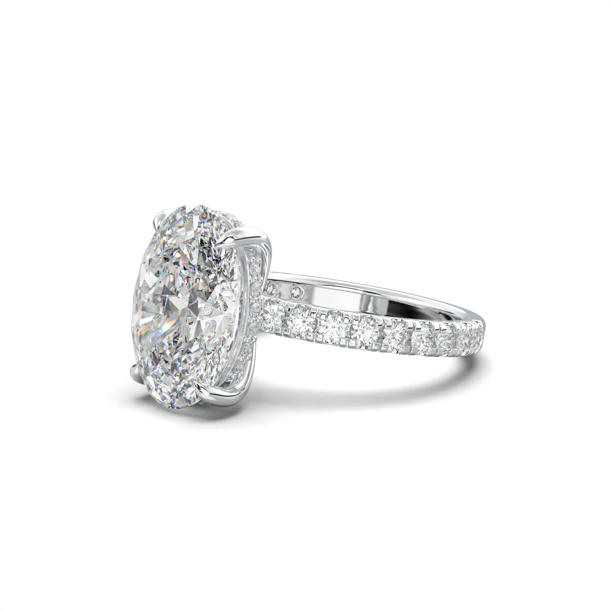 Oval Pavé Hidden Halo Engagement Ring