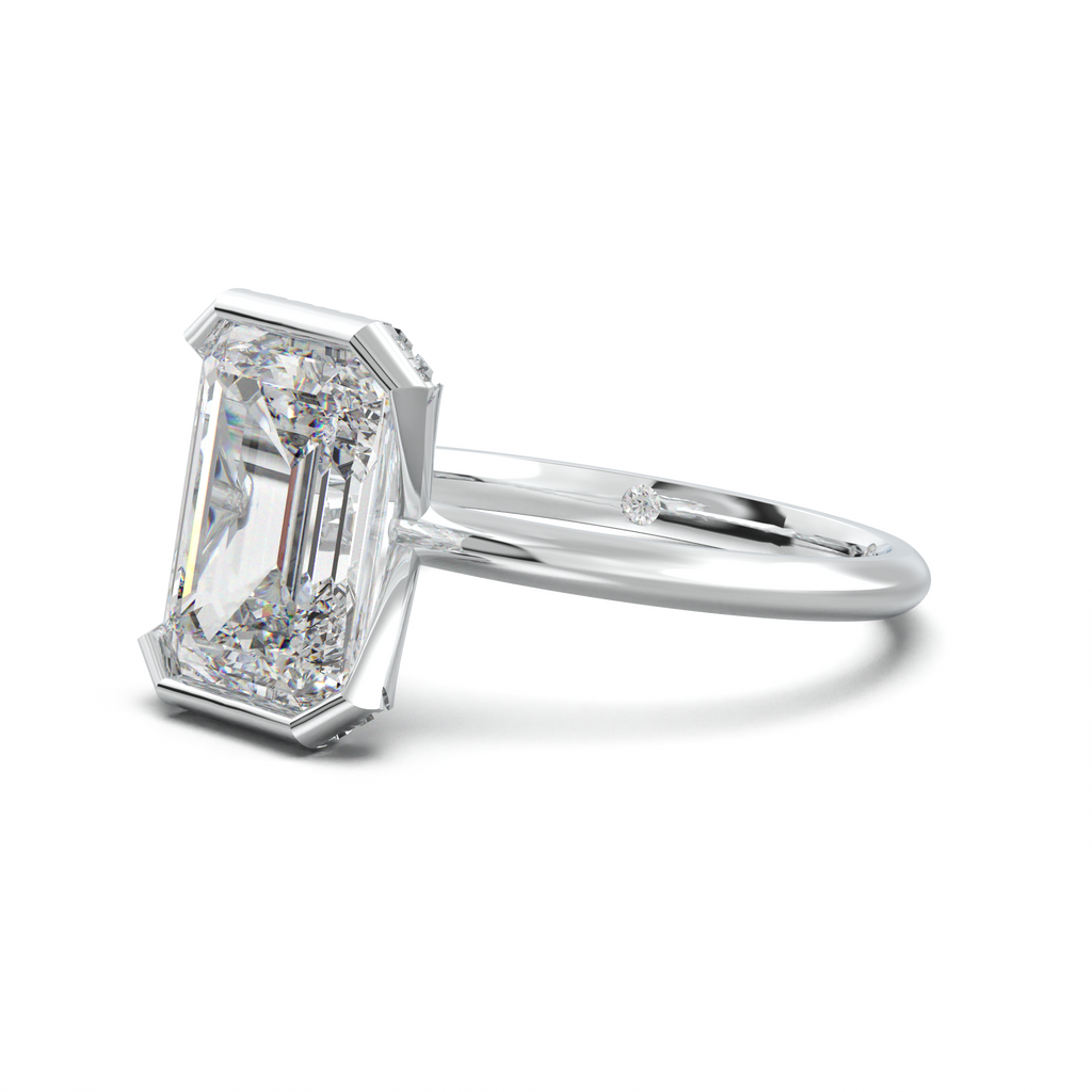 Emerald Hidden Halo Engagement Ring