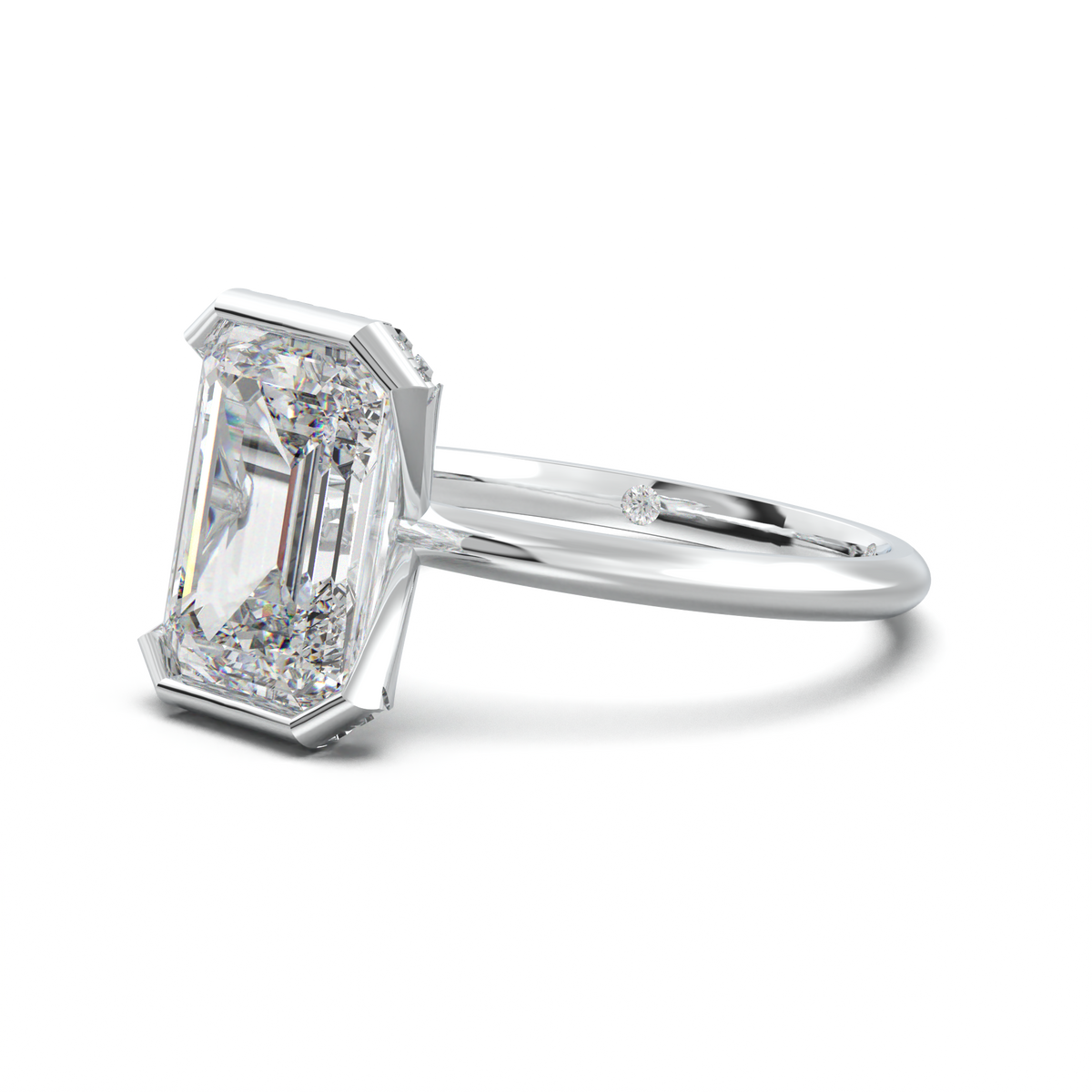 Emerald Hidden Halo Engagement Ring