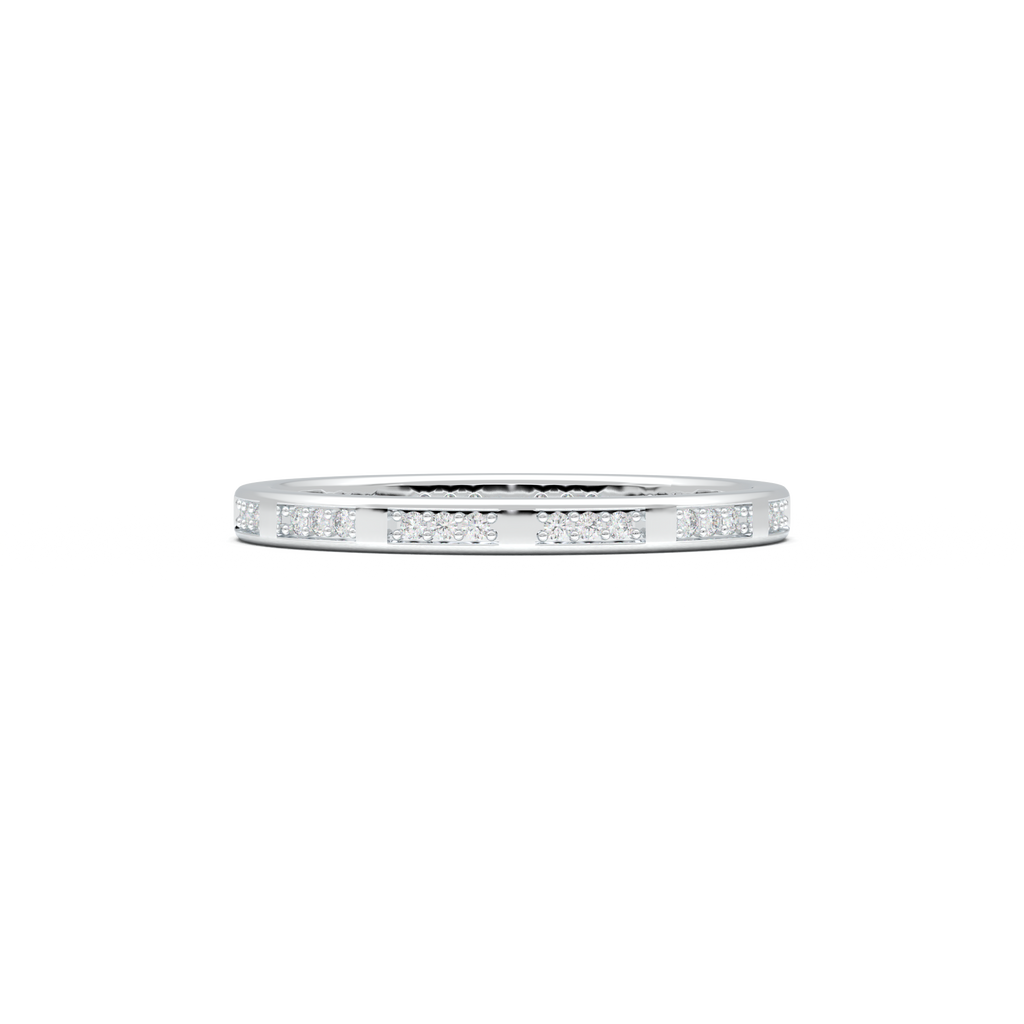 Geometric Round Diamond Wedding Band