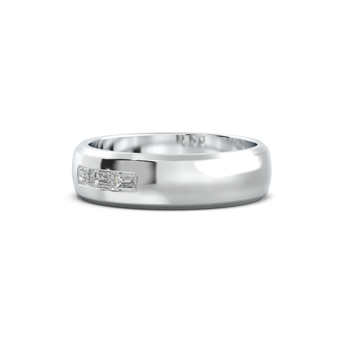 Three-Emerald Inlay Men's Band
