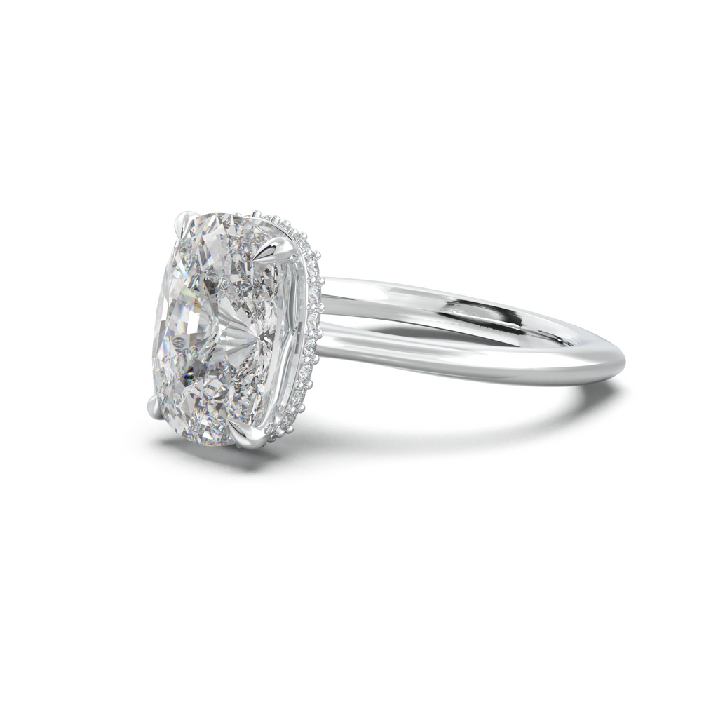 Cushion Hidden Halo Engagement Ring