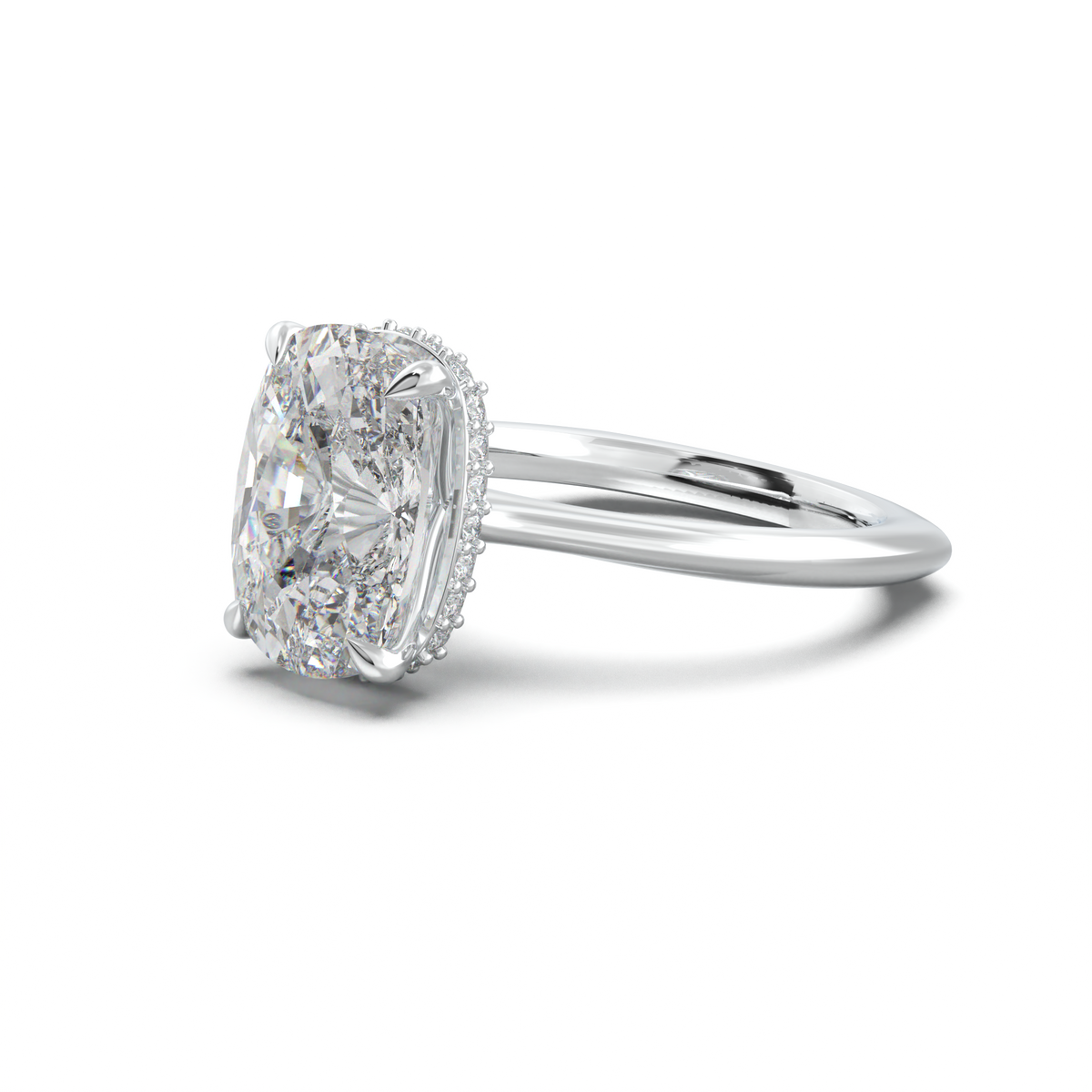 Cushion Hidden Halo Engagement Ring