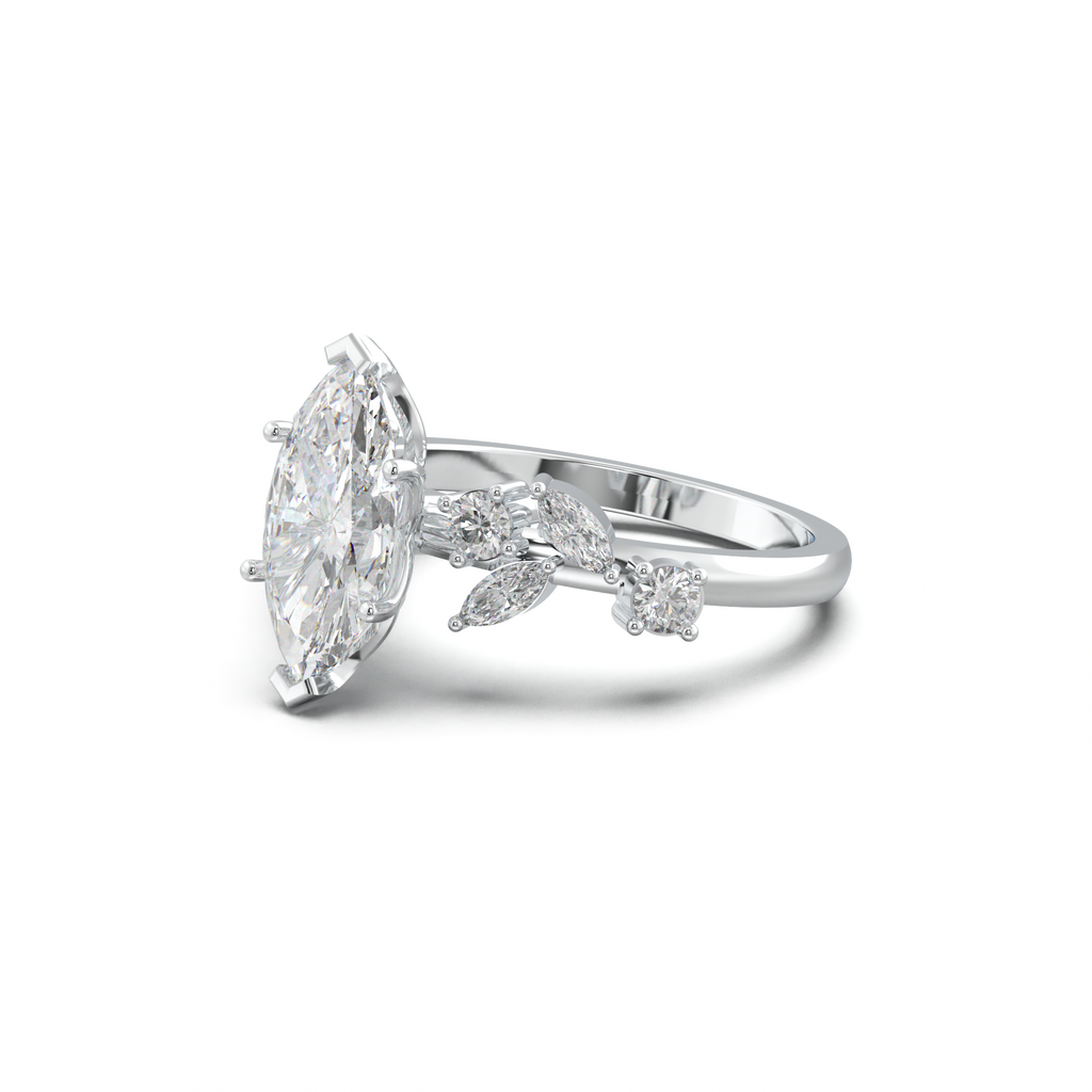 Marquise Mixed Side-Stone Engagement Ring