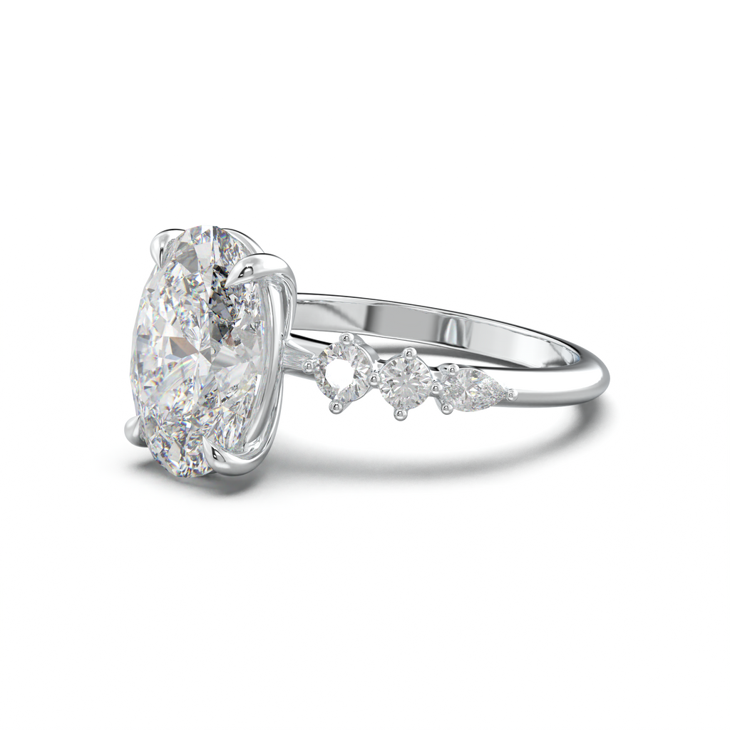 Oval Pear-Accent Engagement Ring