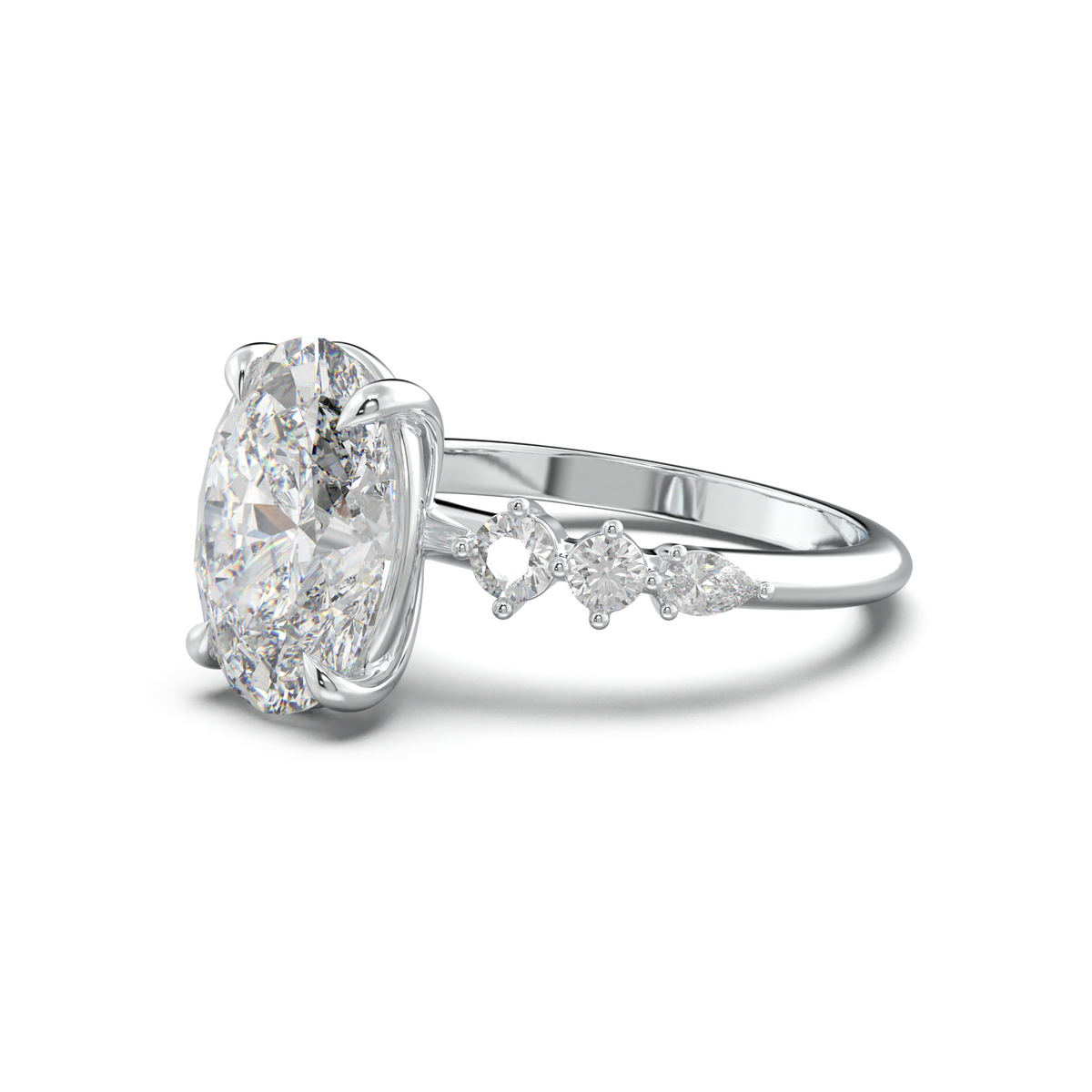 Oval Pear-Accent Engagement Ring