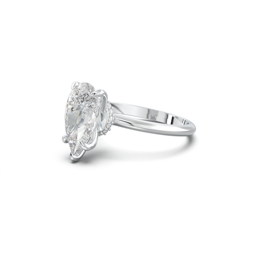 Pear Hidden Halo Engagement Ring