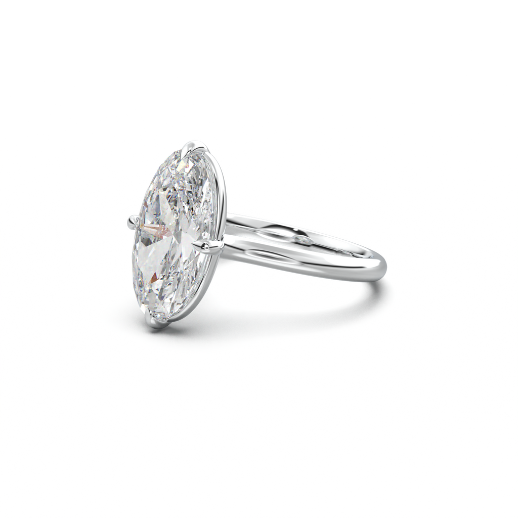 Elongated Moval Solitaire Engagement Ring