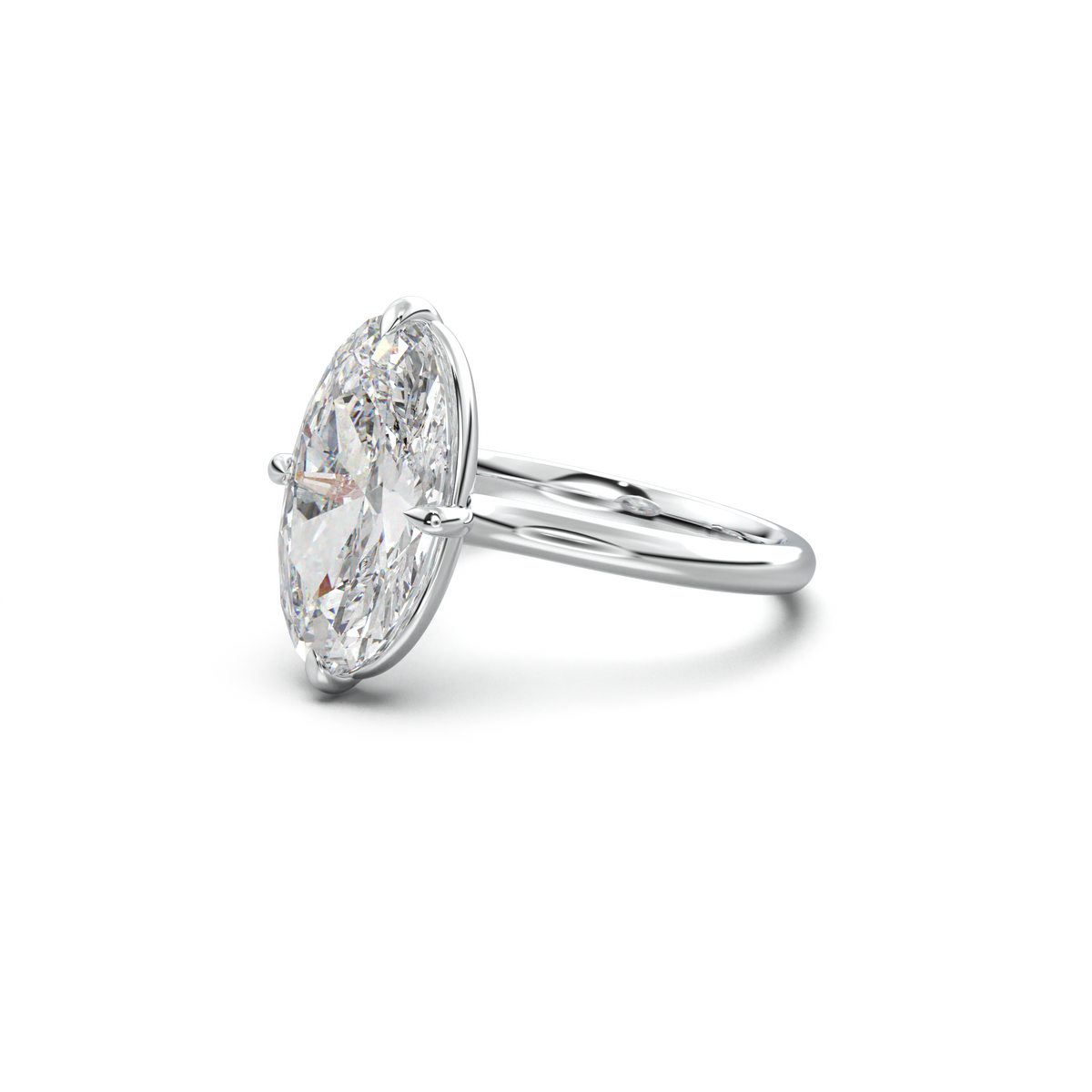 Elongated Moval Solitaire Engagement Ring