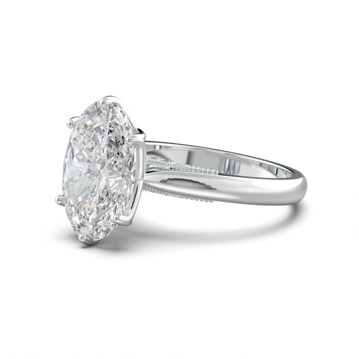 Oval Tulip Setting Hidden bridge Halo Engagement Ring