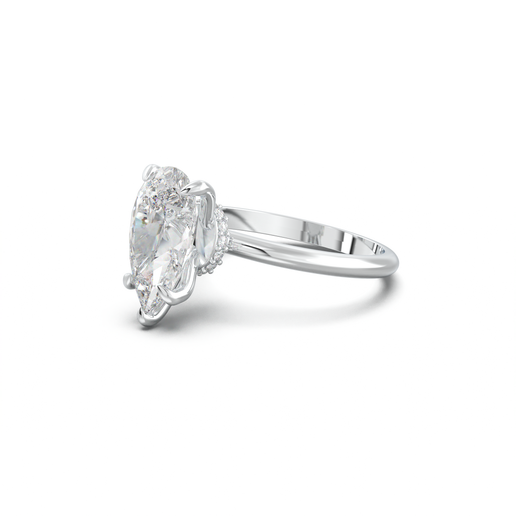 Pear Hidden Halo Engagement Ring