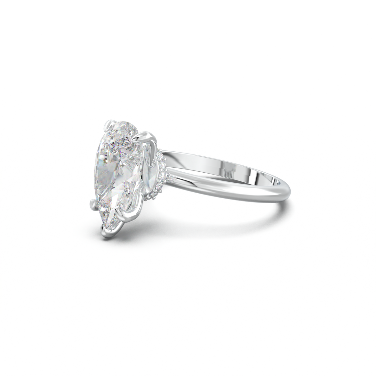 Pear Hidden Halo Engagement Ring