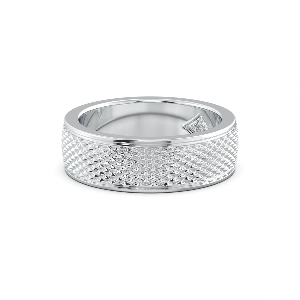 Diamond-Cut Textured Men's Wedding Band