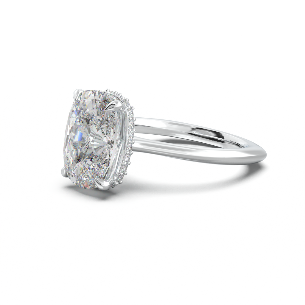 Cushion Hidden Halo Engagement Ring