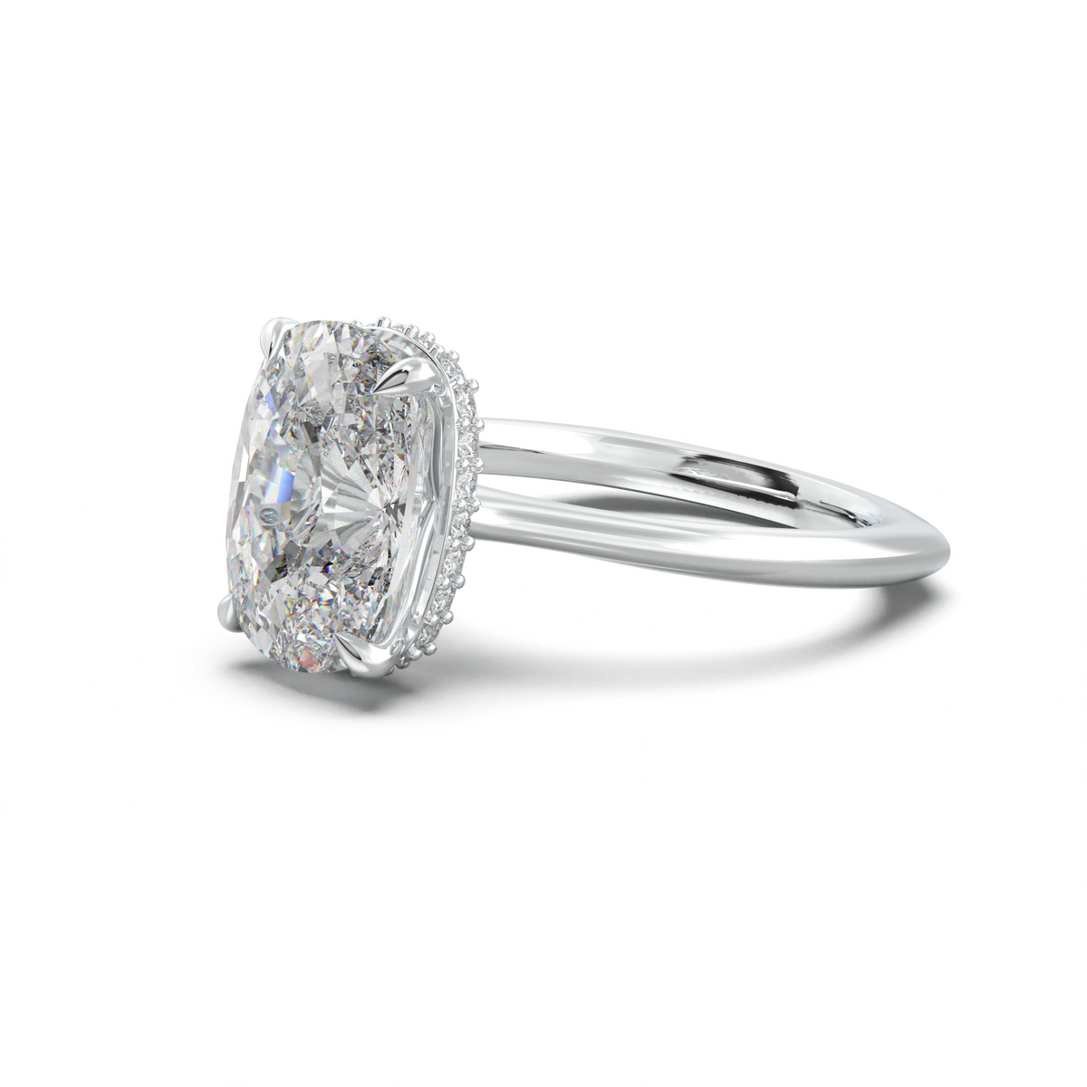 Cushion Hidden Halo Engagement Ring