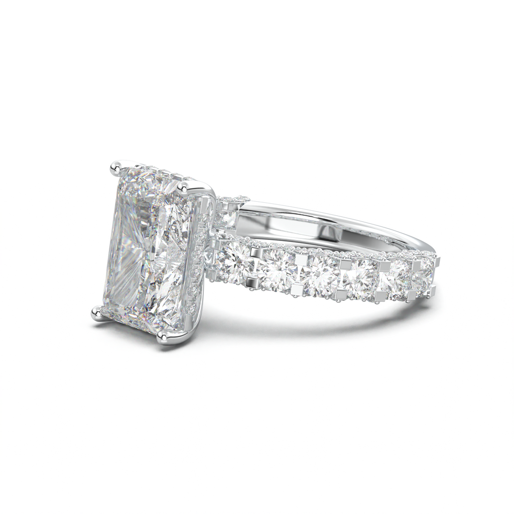 Radiant Diamond Band Engagement Ring