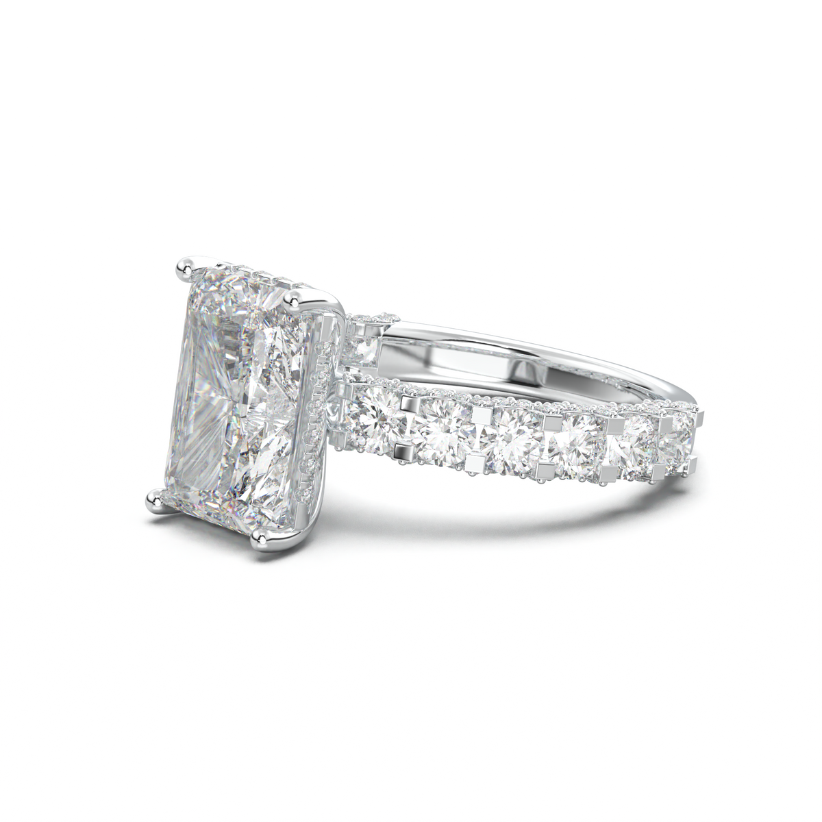 Radiant Diamond Band Engagement Ring