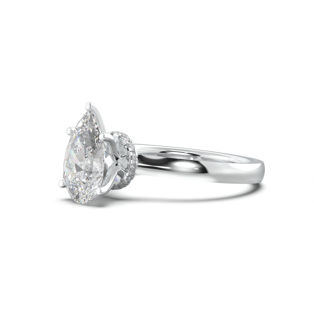 Pear Hidden Halo Engagement Ring