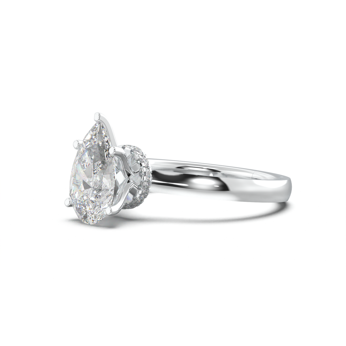 Pear Hidden Halo Engagement Ring
