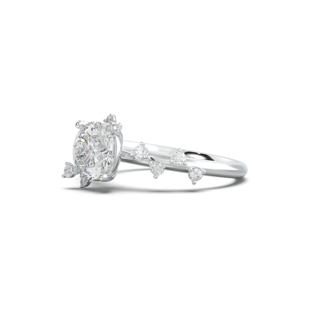 Round Botanical Accent Engagement Ring