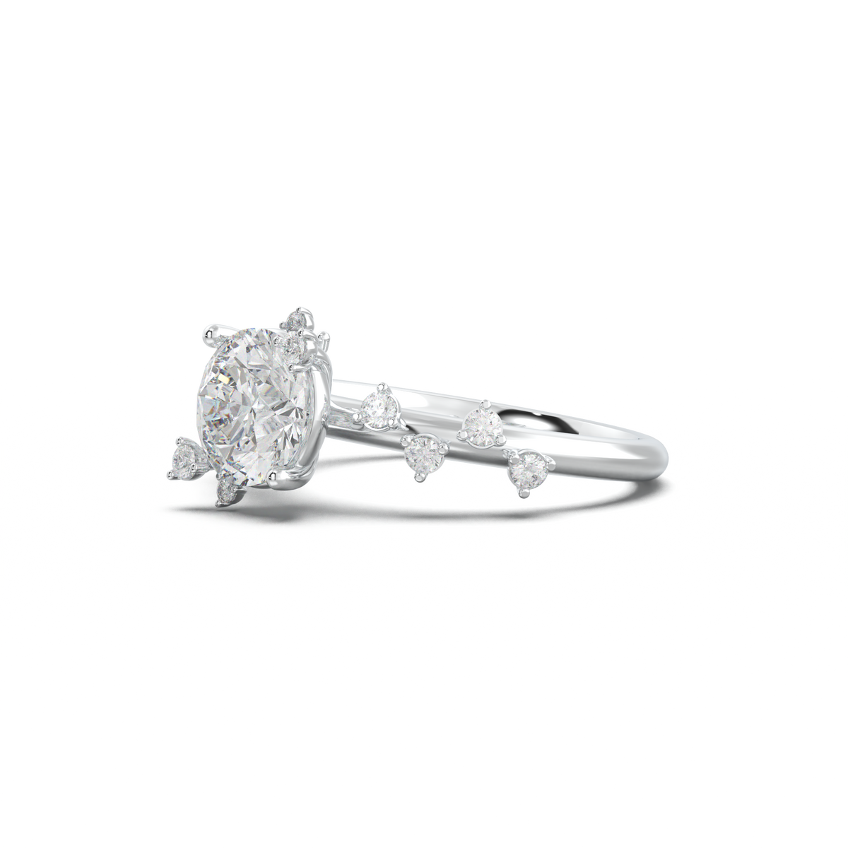 Round Botanical Accent Engagement Ring