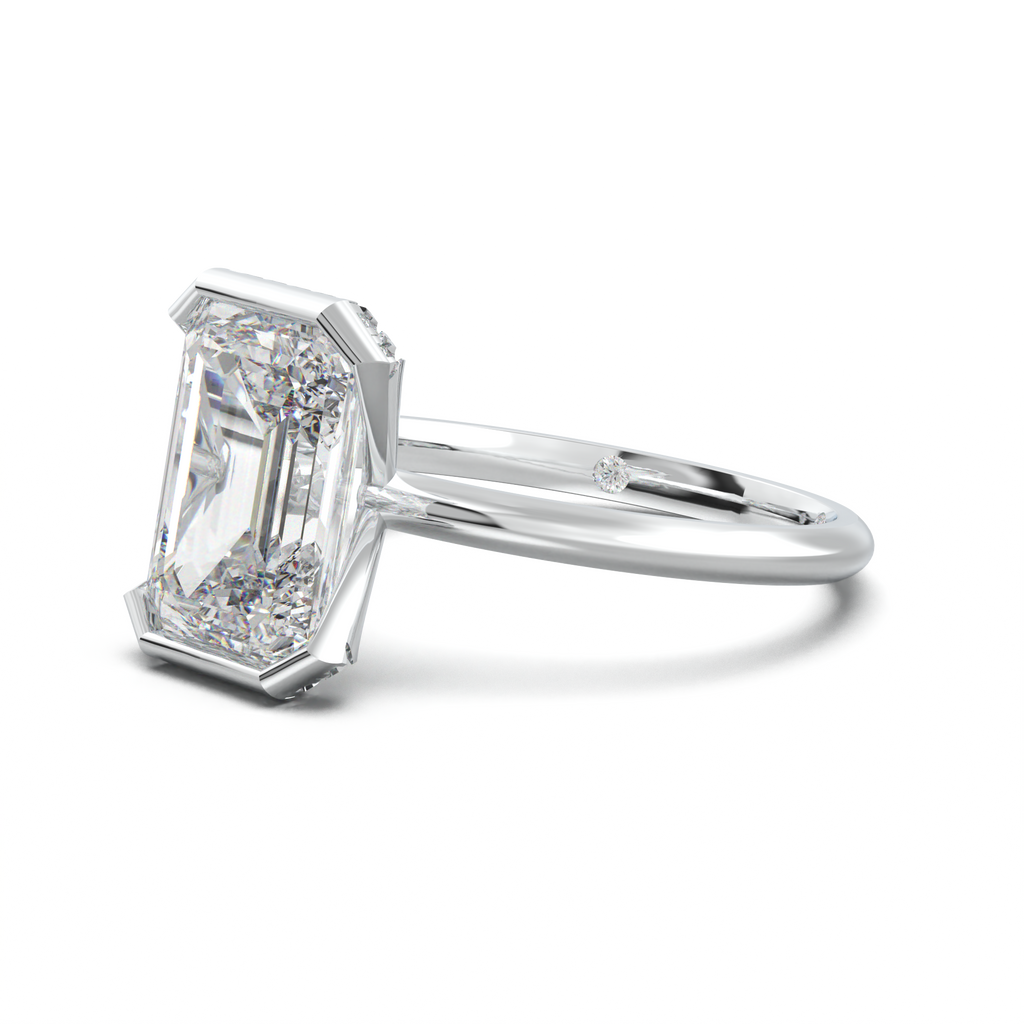 Emerald Hidden Halo Engagement Ring