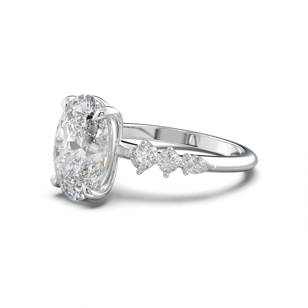 Oval Pear-Accent Engagement Ring