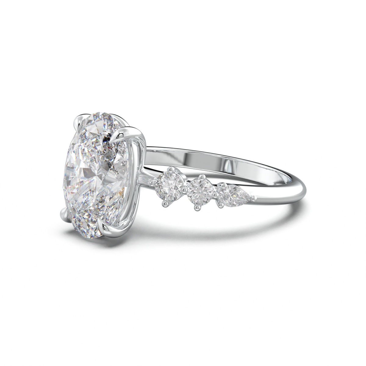 Oval Pear-Accent Engagement Ring