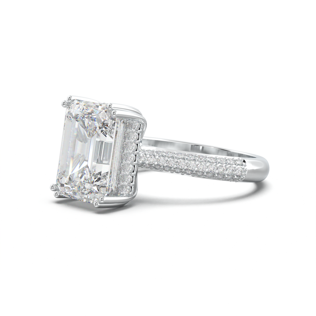 Emerald Double Pavé Engagement Ring