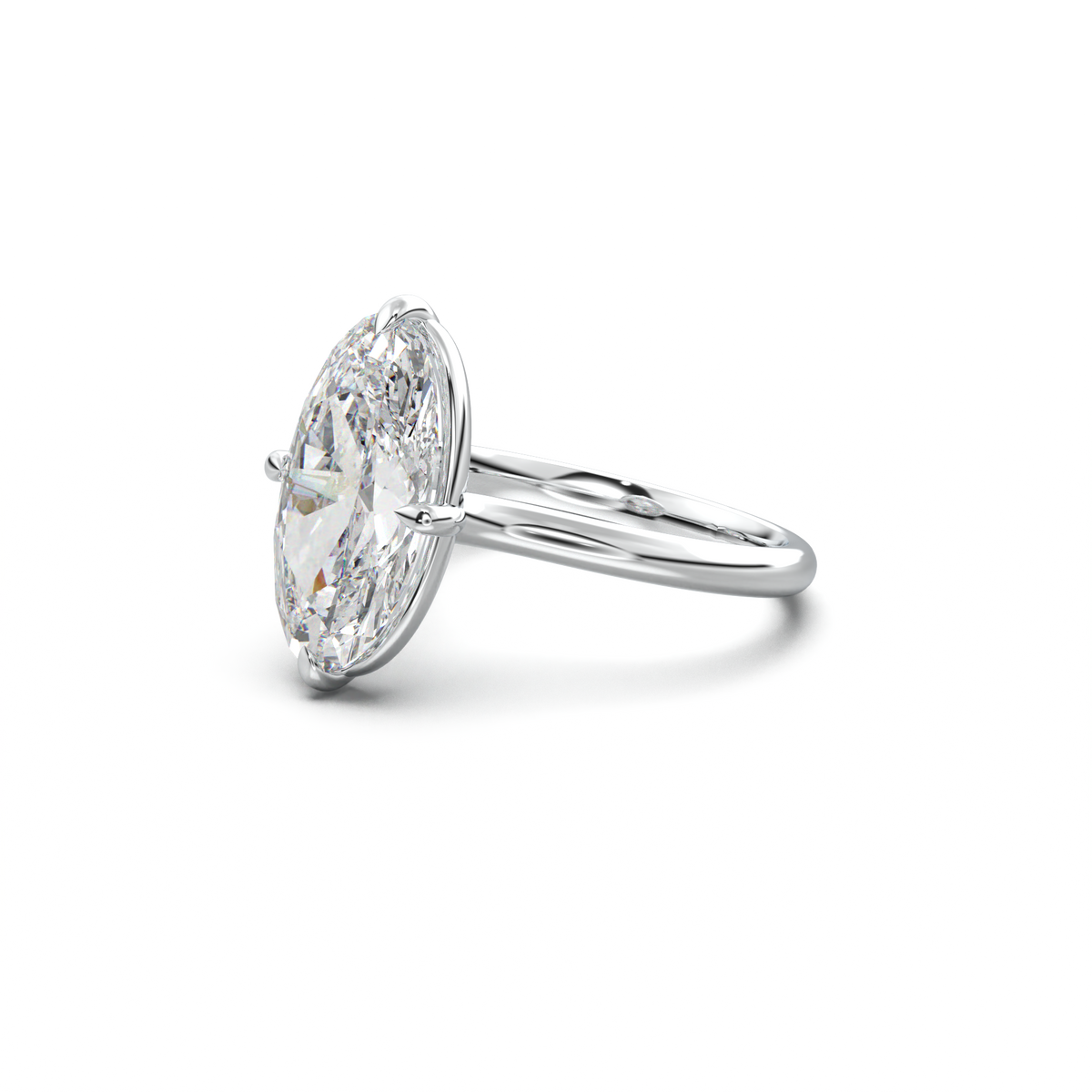 Elongated Moval Solitaire Engagement Ring