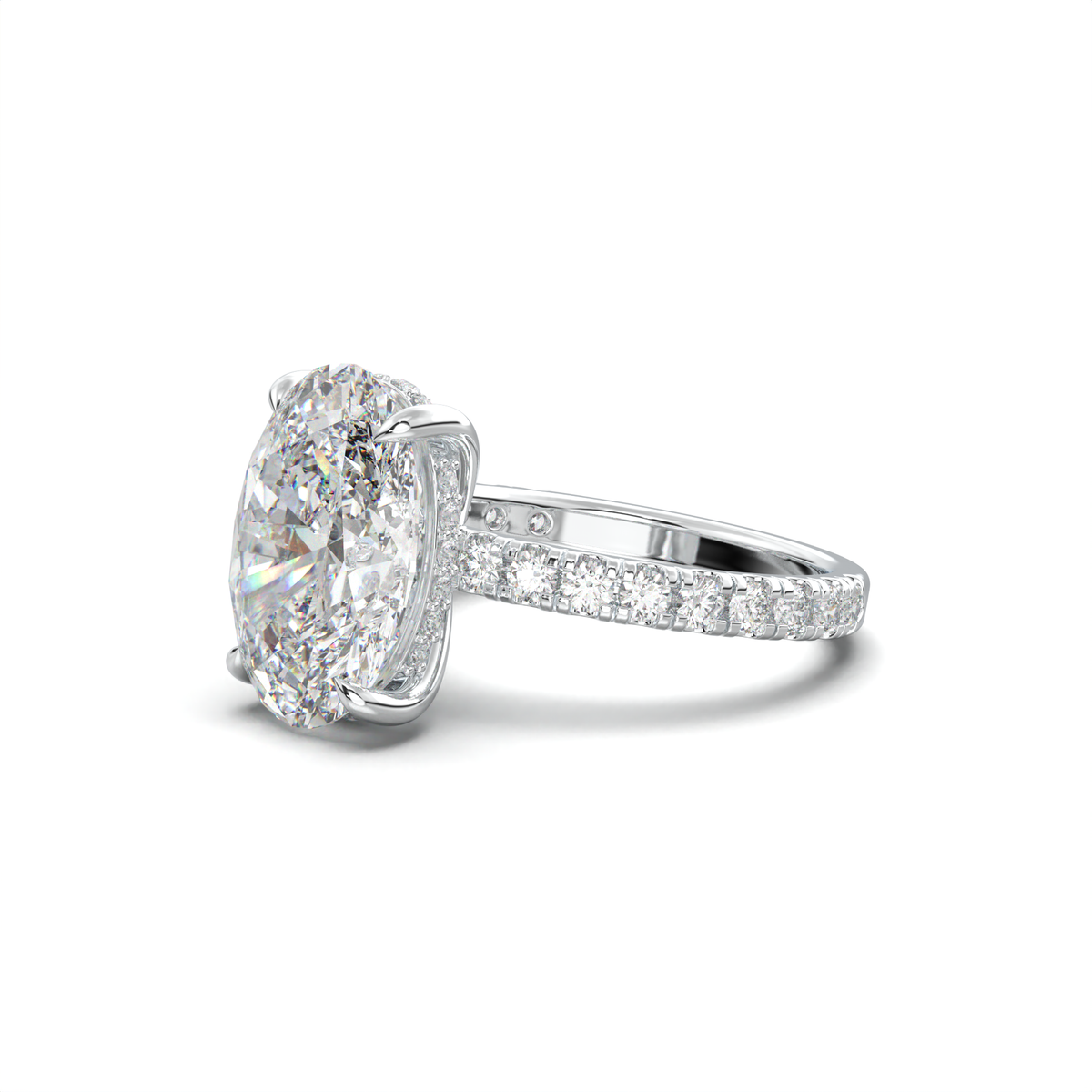 Oval Pavé Hidden Halo Engagement Ring
