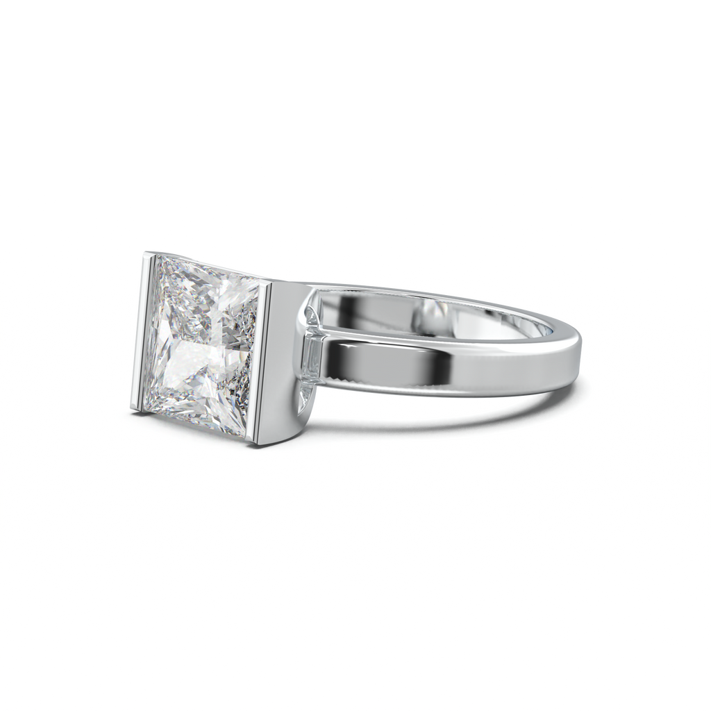 Princess Half-Bezel Engagement Ring